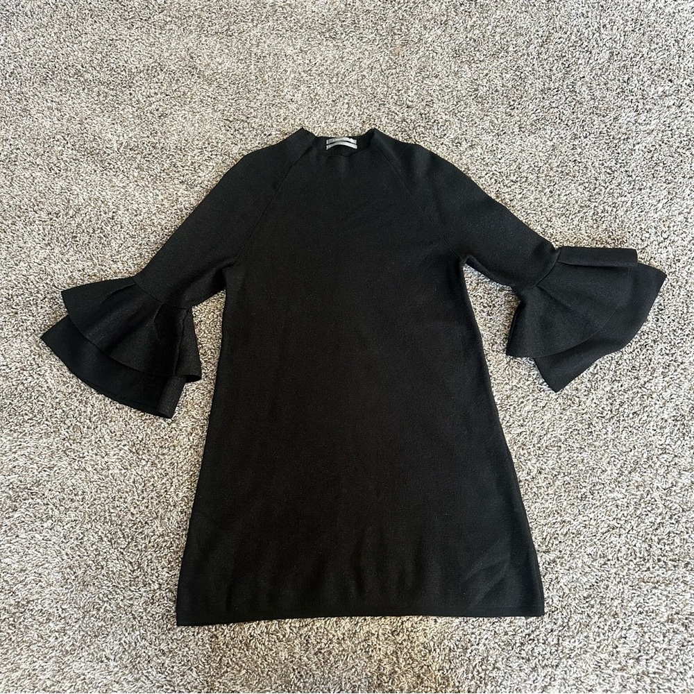 Anthropologie Black Shimmer Ruffle Arm